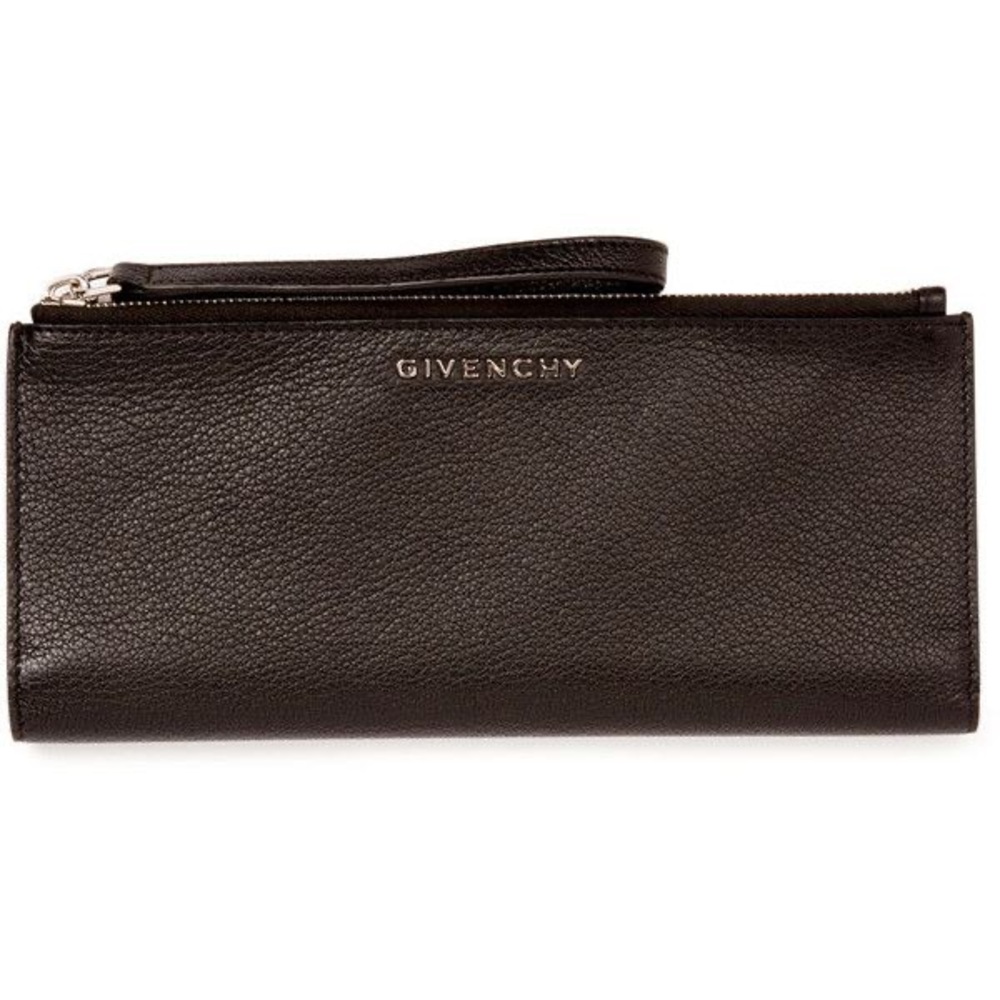 AUTHENTIC Givenchy Black Pandora Two-Zip Long Wallet in Grained Leather